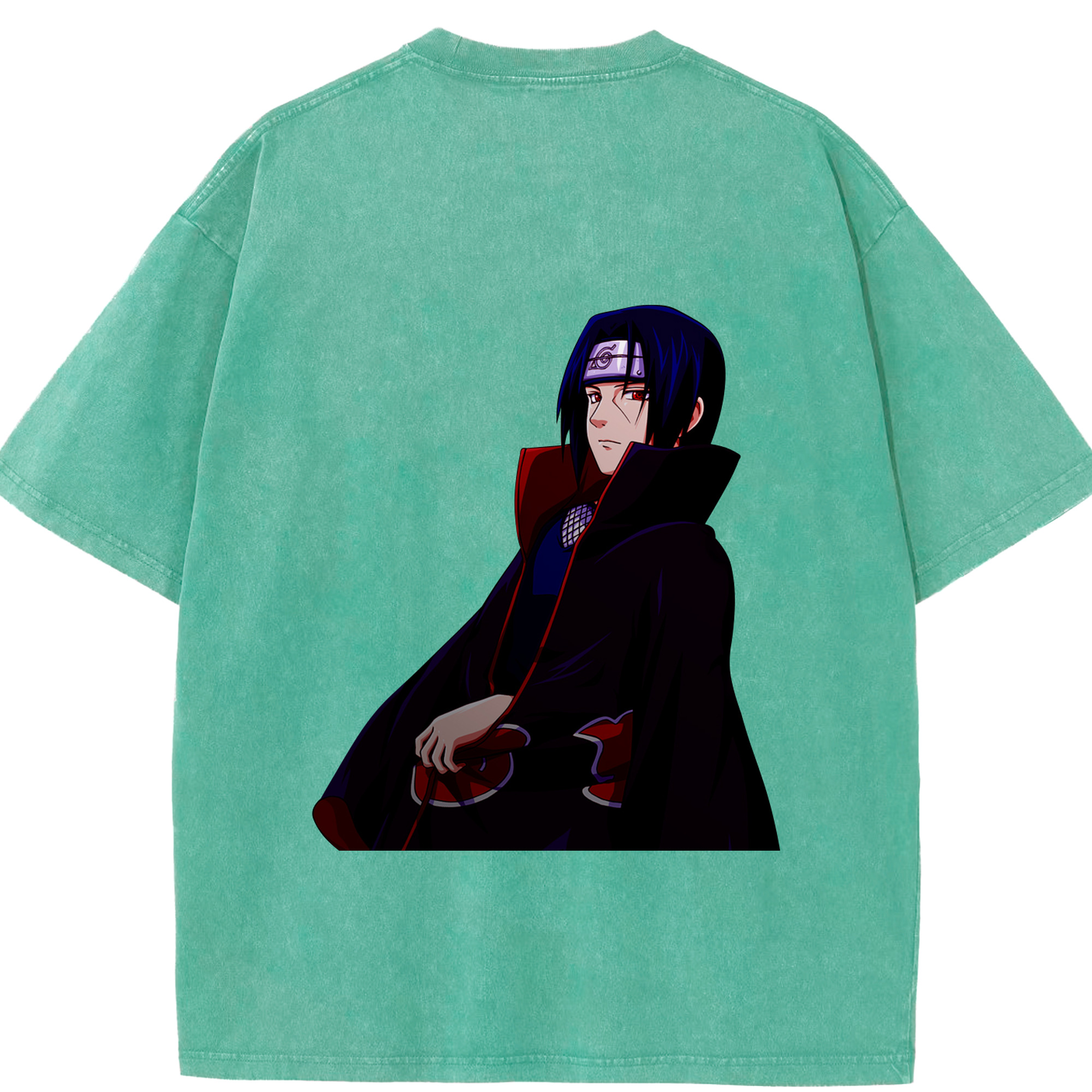（画像用） NARUTO -ナルト- うちは イタチ Uchiha Itachi 綿100% ヴィンテージ風 半袖Tシャツ（背面プリント）